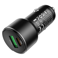 Заредете изображение във визуализатора на галерията – Hoco car charger usb qc3.0 + pd20w led light road z42 black - TopMag
