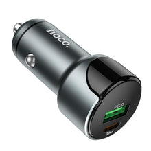 Заредете изображение във визуализатора на галерията – Hoco car charger usb qc3.0 + pd20w led light road z42 metal grey - TopMag
