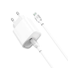 Заредете изображение във визуализатора на галерията – Hoco charger dynamic power usb + kabel micro qc3.0 5a ca69 white eol - TopMag
