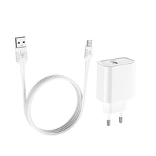 Заредете изображение във визуализатора на галерията – Hoco charger dynamic power usb + kabel micro qc3.0 5a ca69 white eol - TopMag

