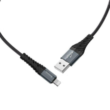 Заредете изображение във визуализатора на галерията – Hoco cool charging data кабел for iPhone lightning 8-pin x38 1 metr black - TopMag
