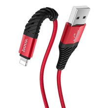 Заредете изображение във визуализатора на галерията – Hoco cool charging data кабел for iPhone lightning 8-pin x38 1 metr red - TopMag
