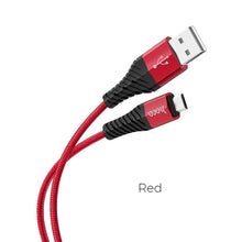 Заредете изображение във визуализатора на галерията – Hoco cool charging data кабел for micro x38 1 metr red - TopMag
