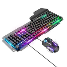 Заредете изображение във визуализатора на галерията – Hoco gaming keyboard and mouse set light and shadow rgb gm12 black - TopMag
