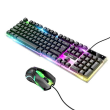 Заредете изображение във визуализатора на галерията – Hoco gaming клавиатура and mouse set light rgb terrific glowing gm11 black - TopMag
