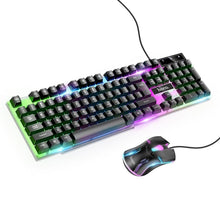 Заредете изображение във визуализатора на галерията – Hoco gaming клавиатура and mouse set light rgb terrific glowing gm11 black - TopMag
