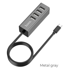 Заредете изображение във визуализатора на галерията – Hoco hub hb1 type c converter to 4 x usb line machine tarnish - TopMag
