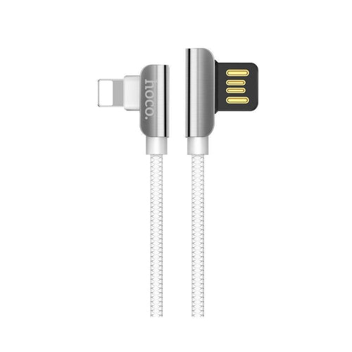 Hoco кабел 90 градуса steel USB към Applele Lightning u42 бял - TopMag