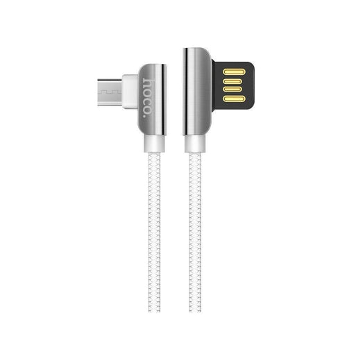 Hoco кабел 90 градуса steel USB към Micro USB u42 бял - TopMag