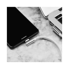 Заредете изображение във визуализатора на галерията – Hoco кабел 90 градуса steel USB към Type-C u42 бял - TopMag
