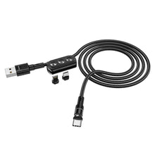 Заредете изображение във визуализатора на галерията – Hoco кабел magnetic 3в1 (type c + micro + iphone lightning 8-pin) 2,4a 1,2м черен - TopMag
