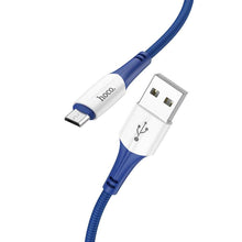 Заредете изображение във визуализатора на галерията – Hoco кабел micro usb 2,4a ferry x70 1m blue - TopMag
