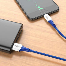 Заредете изображение във визуализатора на галерията – Hoco кабел micro usb 2,4a ferry x70 1m blue - TopMag

