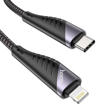 Заредете изображение във визуализатора на галерията – Hoco кабел type c към iphone lightning 8-pin power delivery pd20w 3a freeway u95 1,2 meter black - TopMag
