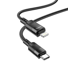 Заредете изображение във визуализатора на галерията – Hoco кабел type c към iphone lightning 8-pin power delivery pd20w moulder u106 1,2m black - TopMag

