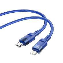 Заредете изображение във визуализатора на галерията – Hoco кабел type c към iphone lightning 8-pin power delivery pd20w moulder u106 1,2m blue - TopMag
