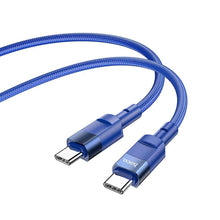 Заредете изображение във визуализатора на галерията – Hoco кабел type c към type c power delivery pd100w moulder u106 1,2m blue - TopMag
