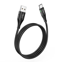 Заредете изображение във визуализатора на галерията – Hoco кабел usb magnetic shadow led for typ c 3a u93 black - TopMag
