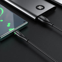 Заредете изображение във визуализатора на галерията – Hoco кабел usb magnetic shadow led for typ c 3a u93 black - TopMag
