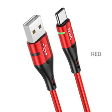 Заредете изображение във визуализатора на галерията – Hoco кабел usb magnetic shadow led for typ c 3a u93 red - TopMag
