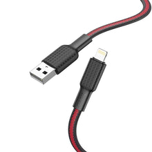 Заредете изображение във визуализатора на галерията – Hoco кабел за iphone lightning 8-pin 2,4a jaeger x69 1m black red - TopMag
