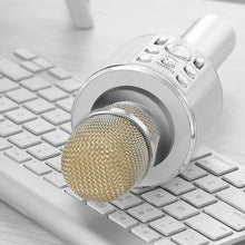 Заредете изображение във визуализатора на галерията – Hoco multimedia karaoke microphone cool sound ktv bk3 silver - TopMag
