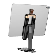 Заредете изображение във визуализатора на галерията – Hoco desktop stand double folding excelente s28 ( 4,7" - 14" ) black - TopMag
