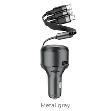 Заредете изображение във визуализатора на галерията – Hoco selcted tributo single-port car charger with 3-in-1 cable s27 4,8a grey - TopMag
