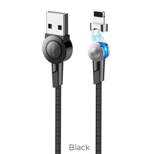 Заредете изображение във визуализатора на галерията – Hoco selected magnetic charging кабел for lightning 8-pin s8 black - TopMag
