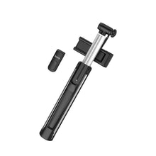 Заредете изображение във визуализатора на галерията – Hoco selfie stick with wirelles remote control + lamp k10a magnificent 1,1 meter black - TopMag
