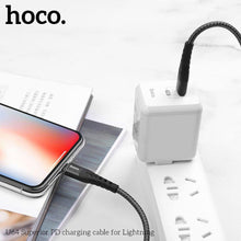 Заредете изображение във визуализатора на галерията – Hoco superior power delivery pd charging кабел for iPhone lightning 8-pin u64 black - TopMag
