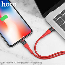 Заредете изображение във визуализатора на галерията – Hoco superior power delivery pd charging кабел for iPhone lightning 8-pin u64 red - TopMag
