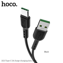 Заредете изображение във визуализатора на галерията – Hoco surge fast charge 5a type c x33 black - TopMag
