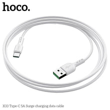 Заредете изображение във визуализатора на галерията – Hoco surge fast charge 5a type c x33 white - TopMag
