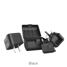 Заредете изображение във визуализатора на галерията – Hoco travel charger universal convertel (eu/us/uk/au) ac1 black - TopMag

