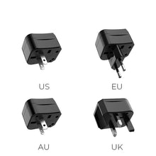 Заредете изображение във визуализатора на галерията – Hoco travel charger universal convertel (eu/us/uk/au) ac1 black - TopMag
