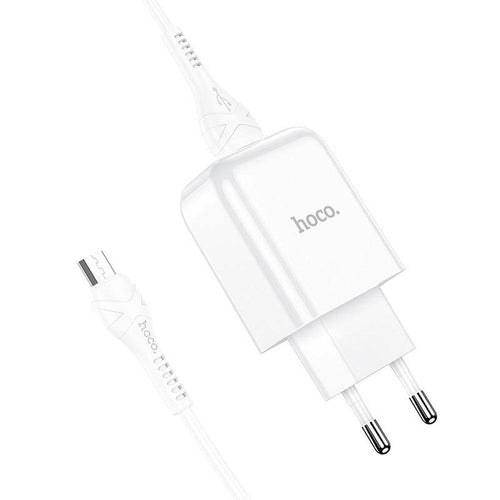 Hoco travel charger usb + cable micro 2a n2 vigour white - TopMag