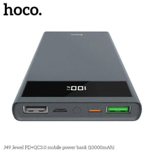 Заредете изображение във визуализатора на галерията – Hoco външна батерия / power bank 10 000mah + qc3.0 с lcd j49 сив - TopMag
