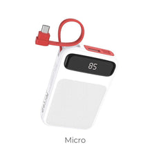 Заредете изображение във визуализатора на галерията – Hoco външна батерия / power bank с lcd + кабел micro usb 10 000mah j40 бял - TopMag
