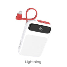 Заредете изображение във визуализатора на галерията – Hoco външна батерия / power bank с lcd + кабел за lightning 8-pin 10 000mah j40 бял - TopMag
