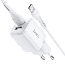 Заредете изображение във визуализатора на галерията – Hoco зарядно 2xusb + cable for type c 2,4a n8 briar white - TopMag
