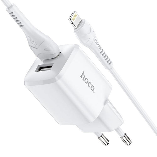 Hoco зарядно 2xusb + кабел lightning 8-pin 2,4a n8 briar white - TopMag