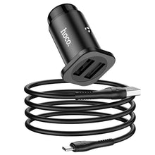 Заредете изображение във визуализатора на галерията – Hoco зарядно за кола 2xusb + кабел micro wise road nz4,8a 24w черно - TopMag
