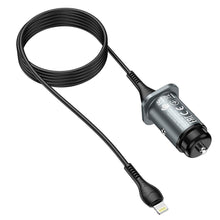 Заредете изображение във визуализатора на галерията – Hoco зарядно за кола 2xusb + кабел за iphone lightning 8-pin wise road nz4,8a 24w сиво - TopMag
