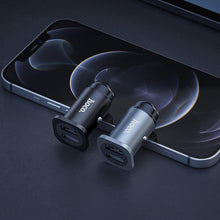 Заредете изображение във визуализатора на галерията – Hoco зарядно за кола 2xusb + кабел за iphone lightning 8-pin wise road nz4,8a 24w сиво - TopMag
