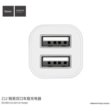 Заредете изображение във визуализатора на галерията – Hoco зарядно за кола elite 2 x usb 2,4a z12 white - TopMag
