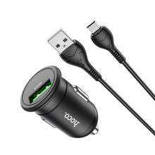 Заредете изображение във визуализатора на галерията – Hoco  зарядно за кола  usb qc3.0 18w + micro cable mighty z43 black - TopMag
