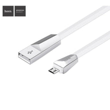 Заредете изображение във визуализатора на галерията – Hoco zinc alloy rhombus charging кабел micro x4 white - TopMag
