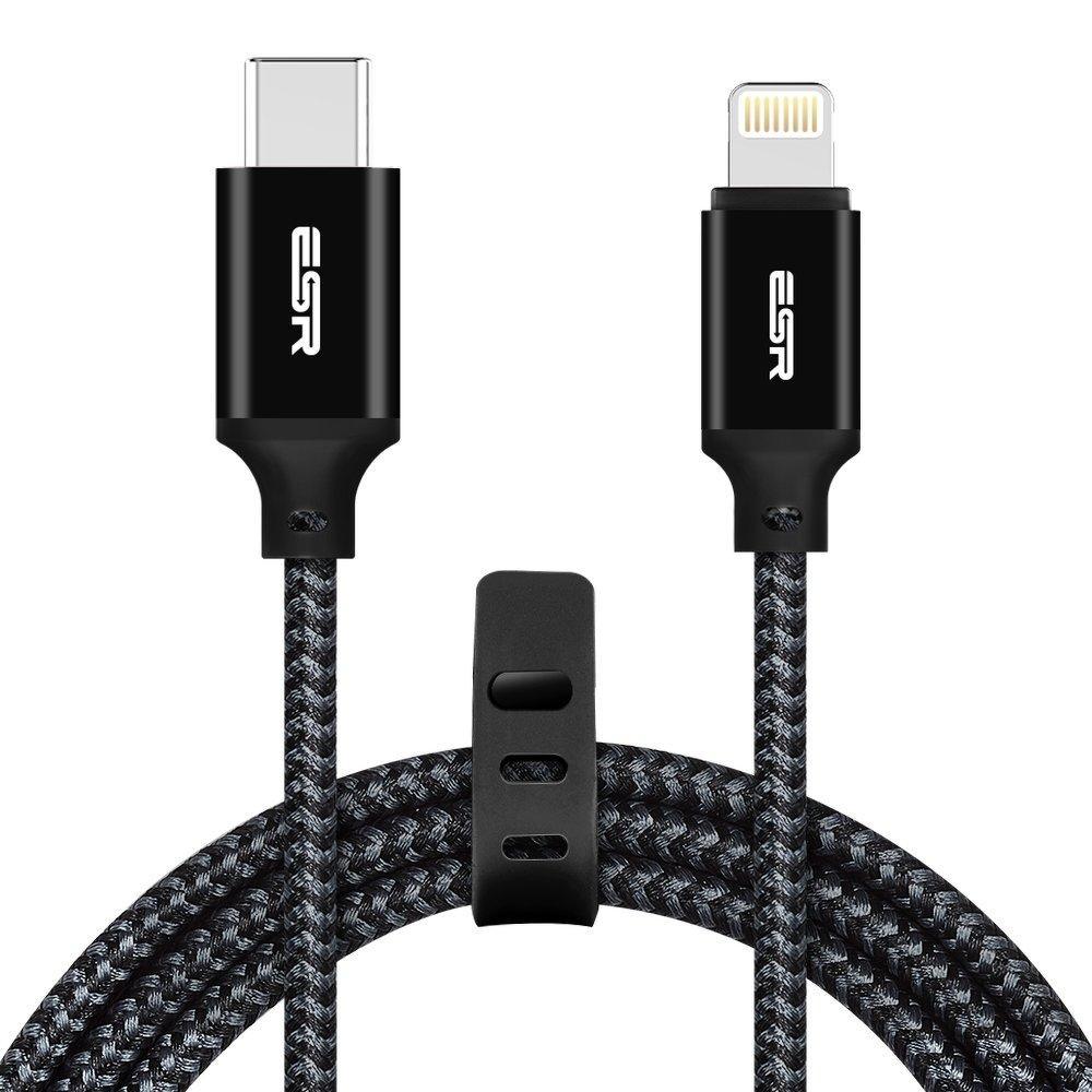 Kабел Esr с двойна оплетка usb към lightning черен - само за 10.99 лв