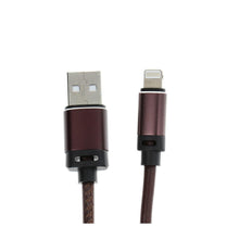 Заредете изображение във визуализатора на галерията – кабел usb for iPhone lightning 8-pin leather c182 dark brown 1 meter - TopMag
